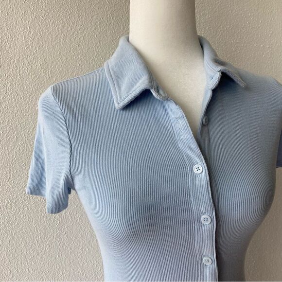 Forever 21 Button Front Tee Dress Ribbed Short Sleeves SZ S - Picture 10 of 14